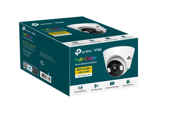 TP-Link VIGI 4MP C440(2.8mm) Full-Colour Turret Network Camera, 2.8mm Lens, Smart Detection, 3YW