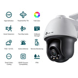 TP-Link VIGI 4MP C540(4mm) Outdoor Full-Colour Pan Tilt Network Camera, 4mm Lens, Smart Detection, 3YW