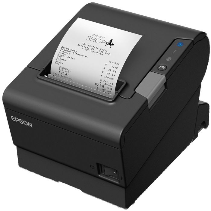 EPSON TM-T88VI Thermal Direct Receipt Printer, Serial(25 Pin)/USB/Ethernet, Max Width 80mm, 350mm/s Print Speed, Includes PSU & Serial Cable (LS)