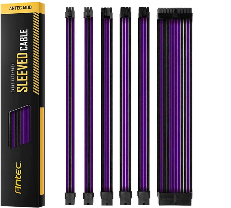 Antec PSU -  Sleeved Extension Cable Kit V2 - Purple / Black. 24PIN ATX, 4+4 EPS, 8PIN PCI-E, 6PIN PCI-E, Compatible with Standard PSU (LS