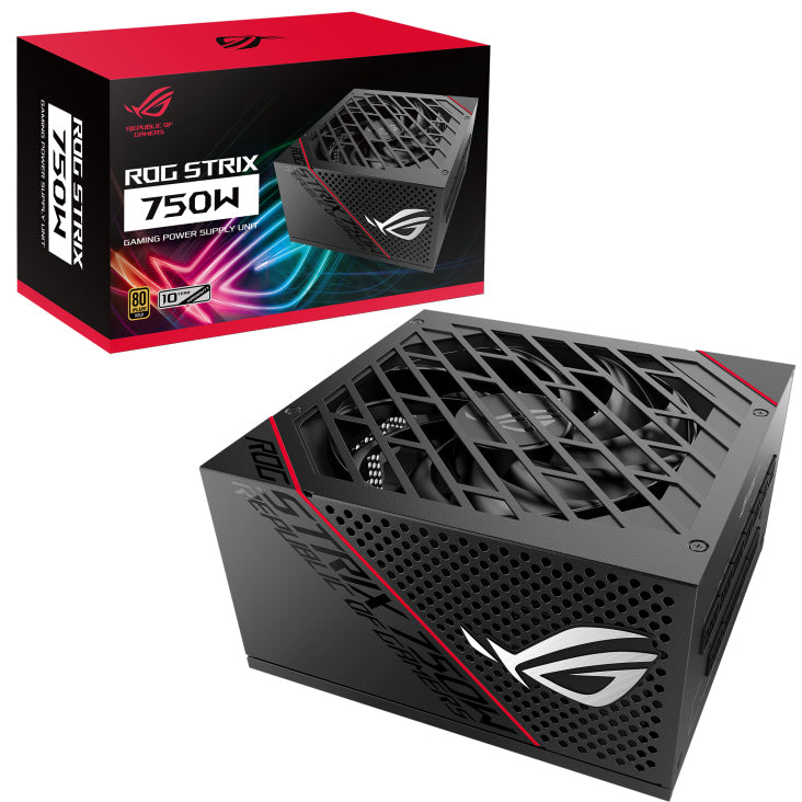 ASUS ROG-STRIX-750G 750W 80 PLUS Gold Fully Modular PSU, ROG Heatsinks, Axial-tech Fan Design, Dual Ball Fan Bearings, 0dB Technology