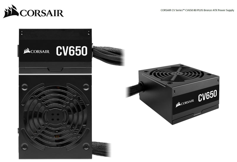 Corsair CV650V2 650W, 80+ Bronze Certified, up to 88% Efficiency, 125mm Compact Design, EPS 8PIN x 2, PCI-E x 2, ATX Power Supply, PSU Promo (LS)