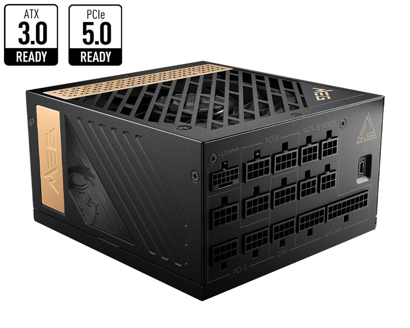 MSI MEG Ai1300P PCIE5 1300W ATX Power Supply Unit 80 PLUS Platinum (up to 92%) Active PFC OCP / OVP / OPP / OTP / SCP / UVP