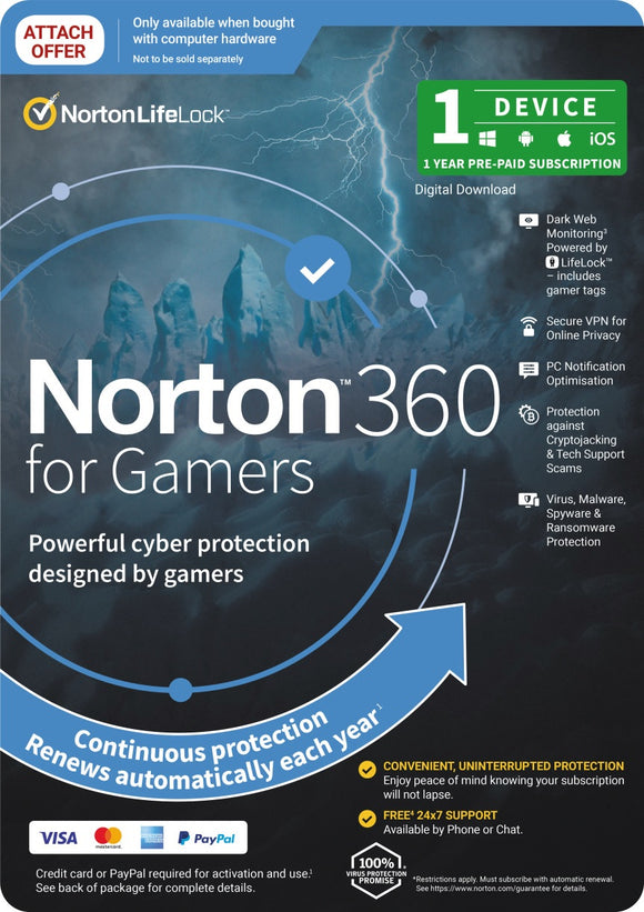 Norton 360 For Gamers 50GB AU 1 User 1 Device OEM