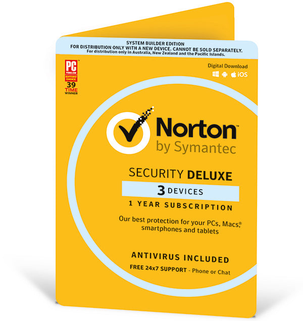 Norton Security Deluxe, 3 Device, 12 Months, PC, MAC, Android, iOS, OEM - Non Subscription