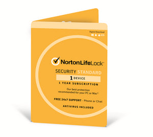 Norton Security Standard 1 Device Retail Box - Compatible with PC, MAC, Android, iOS 1 Year  -  Non Subscription Edition