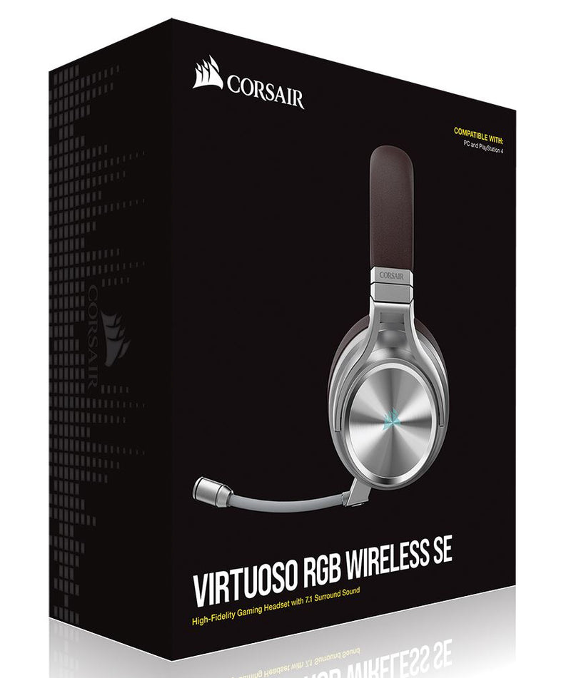 (LS) Corsair Virtuoso Wireless SE RGB, Espresso 7.1 Headset. High Fidelity Ultra Comfort, Broadcast Grade 9.5mm Microphone,  USB and 3.5mm Headphone