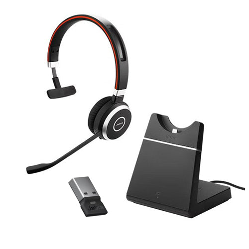 Jabra  Evolve 65 SE Link380a UC Mono Stand USB-A Headset, 30-m Wireless Range, 14-Hour Battery Life, Passive Noise Cancellation, BusyLight