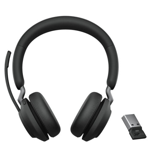 Jabra Evolve2 65 MS Stereo Bluetooth Headset, Includes Link380a Dongle, Microsoft Teams Certified, 2ys Warranty