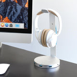 (LS) mbeat®  "ZACK" Aluminium Headphone Stand with 3.0 Hub and Audio - 4xUSB 3.0,1x 3.5mm Audio Jack & Mic/Data Transfer 5Ghps (LS> MB-STD-S3BLK)