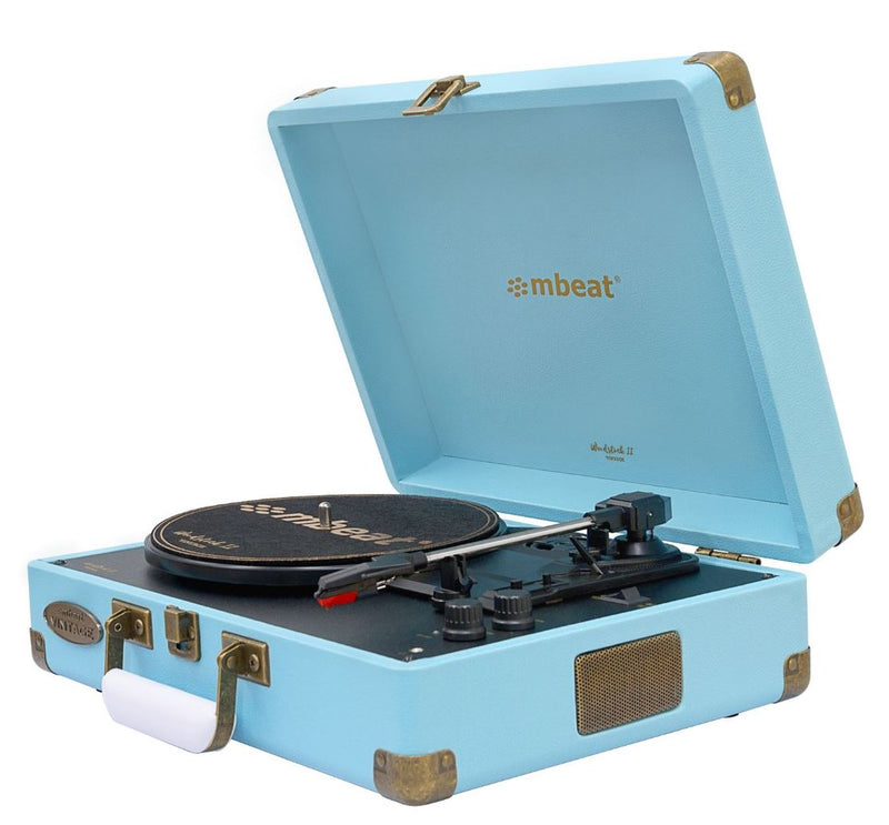 mbeat®  Woodstock 2 Sky Blue Retro Turntable Player with BT Receiver & Transmitter