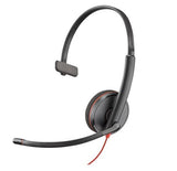 Plantronics/Poly Blackwire 3210 Headset, USB-A corded, Monaural, Noise canceling, Dynamic EQ, SoundGuard, Intuitive call control, Foam earcup