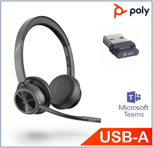 Plantronics/Poly Voyager 4320 UC Headset with usb-A dongle,Teams certified, Dual Ear, Wireless,  Noise canceling boom, Acoustice Fence, Soun