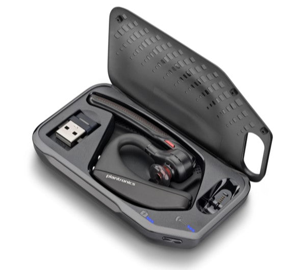 Plantronics/Poly Voyager B5200 UC, 4 Mics noise canceling, HD voice clarity, all-day comfort, Voice control button, Smart Sensor, Audio Alerts