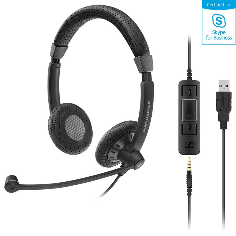 EPOS I Sennheiser SC75 USB Stereo Headset, USB / 3.5mm Connections, Teams Certified, Noise Cancel Mic, Lightweight, 2 Yr Warranty