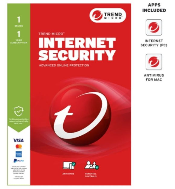 Trend Micro Internet Security (1 Device) 1Yr Retail Mini Box Auto Renew