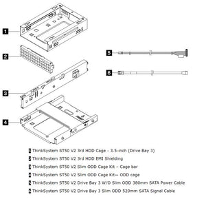 LENOVO ThinkSystem ST50 V2 3.5" Drive Bay 3 Cage + ODD Cage Kit