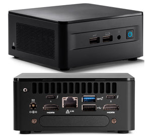 Intel NUC i5-1240P 4.40GHz 2xDDR4 SODIMM 2.5" M.2 SSD Iris Xe Graphics 4xDisplays 2xHDMI 2xDP via USB-C 2xTB4 2.5GbE 4xUSB WiFi6E no AC Cord