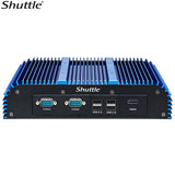 Shuttle BPCWL02 Embedded Box PC Barebone - Whiskey Lake Intel i3-8145UE, Fan-Less Robust Aluminum Chassis, 2x LAN, 3x RS-232 (RS422/485), 90W adapter