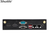 Shuttle DS20U Slim Mini PC 1L Barebone - Intel Celeron 5205U, Fan-less, 2x LAN, RS232/RS422/RS485, HDMI, DP, VGA, Vesa Mount, 65W adapter