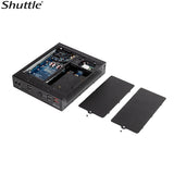 Shuttle DS20U Slim Mini PC 1L Barebone - Intel Celeron 5205U, Fan-less, 2x LAN, RS232/RS422/RS485, HDMI, DP, VGA, Vesa Mount, 65W adapter