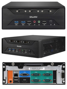 Shuttle XC60J Slim Mini PC 3L Barebone-Celeron J3355, Fan-less, 8x RS232(RS422/485), 3.5" HDD/SSD bay, LAN, HDMI, VGA, 2x DDR3L, M.2 2280, 65W adapter