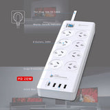 Sansai 8 Outlet 3*USB-A & 1*USB-C Powerboard Master On/Off switch Surge and overload protected 1M 20W 220-240V 10A IV Retail box