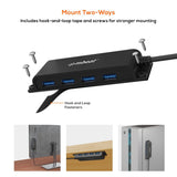 mbeat® Mountable 4-Port USB-A & USB-C Adapter Hub - 60cm Data Cable, USB 3.0, 2.0 High-Speed Data Port Expansion, Save Space Mounting Solution