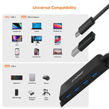 mbeat® Mountable 4-Port USB-A & USB-C Adapter Hub - 60cm Data Cable, USB 3.0, 2.0 High-Speed Data Port Expansion, Save Space Mounting Solution