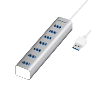 mbeat® 7-Port USB 3.0 Powered Hub - USB 2.0/1.1/Aluminium Slim Design Hub with Fast Data Speeds (5Gbps) Power Delivery for PC and MAC devices