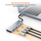 mbeat Elite 4-Port 10Gbps USB-C Gen 2 Hub (2A+2C)  Blazing Fast Gen 2 Speeds  Versatile USB Connectivity  Effortless Data Expansion