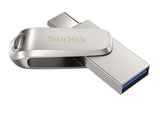 SanDisk 128GB Ultra Dual Drive Luxe USB-C & USB-A Flash Drive Memory Stick 150MB/s USB3.1 Type-C Swivel for Android Smartphones Tablets Macs PCs