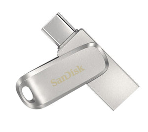 SanDisk 256GB Ultra Dual Drive Luxe USB-C & USB-A Flash Drive Memory Stick 150MB/s USB3.1 Type-C Swivel for Android Smartphones Tablets Macs PCs