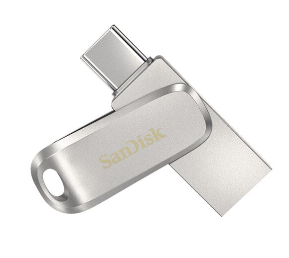 SanDisk Ultra Dual Drive Luxe USB Type-C™ Flash Drive - 64GB (Silver) 400MB/s USB3.1 Type-C Swivel for Android Smartphones Tablets Macs PCs