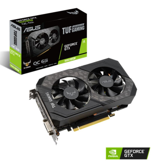 ASUS nVidia GeForce TUF-GTX1660S-O6G-GAMING  GTX1660S Super  OC Edition 6GB GDDR6, 1845MHz Boost Clock,