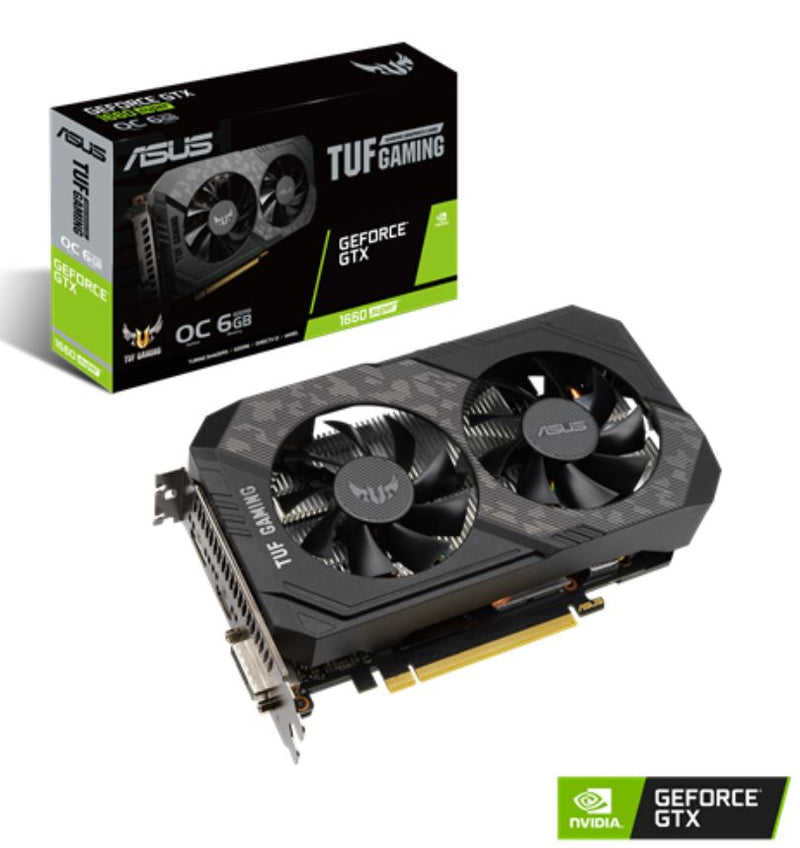 ASUS nVidia GeForce TUF-GTX1660S-O6G-GAMING  GTX1660S Super  OC Edition 6GB GDDR6, 1845MHz Boost Clock,