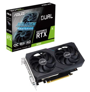 ASUS nVidia GeForce DUAL-RTX3050-O8G RTX 3050 8GB V2 OC Edition GDDR6, 1852Mhz Boost Clock, PCIe 4.0, 1xHDMI 2.1, 3xDP 1.4a