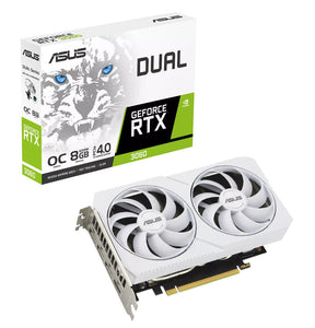 ASUS nVidia GeForce DUAL-RTX3060-O8G-WHITE White Edition 8GB GDDR6, 1867 MHz Boost Clock,PCI Express 4.0, HDMIx1, DPx3