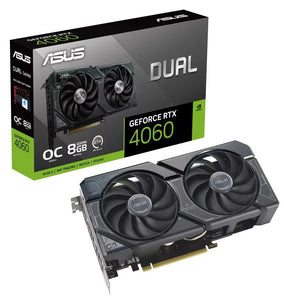 ASUS nVidia GeForce DUAL-RTX4060-O8G OC Edition RTX4060 8GB GDDR6, 2505 MHz Boost Clock, RAM 17 Gbps, HDMI x1, DP x3