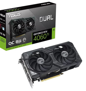 ASUS nVidia GeForce DUAL-RTX4060TI-O8G RTX4060 Ti OC Edition 8GB GDDR6, 2565 MHz Boost Clock, RAM 18 Gbps, HDMI x1, DPx3