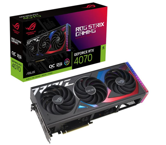 ASUS nVidia GeForce ROG-STRIX-RTX4070-O12G-GAMING 12GB GDDR6X OC Edition, 2610 MHz Boost Clock, RAM 21 Gbps, HDMI x2, DP x3