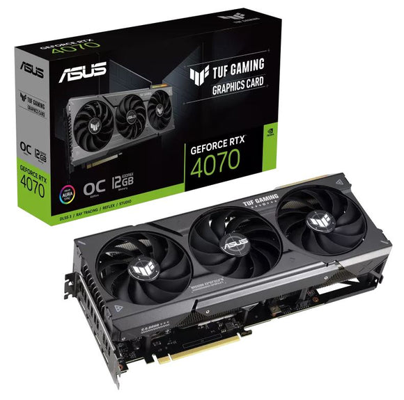 ASUS nVidia GeForce TUF-RTX4070-O12G-GAMING RTX4070 12GB GDDR6X OC Edition 2550 MHz Boost Clock, RAM 21Gbps, 3xDP, 1xHDMI