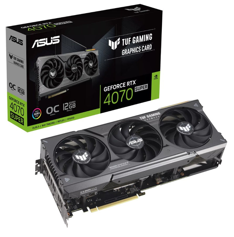 ASUS nVidia GeForce TUF-RTX4070S-O12G-GAMING SUPER 12GB GDDR6X OC Edition 2565MHz Boost Clock, RAM 21Gbps, 3xDP, 1xHDMI, 301 x 139 x 63 mm