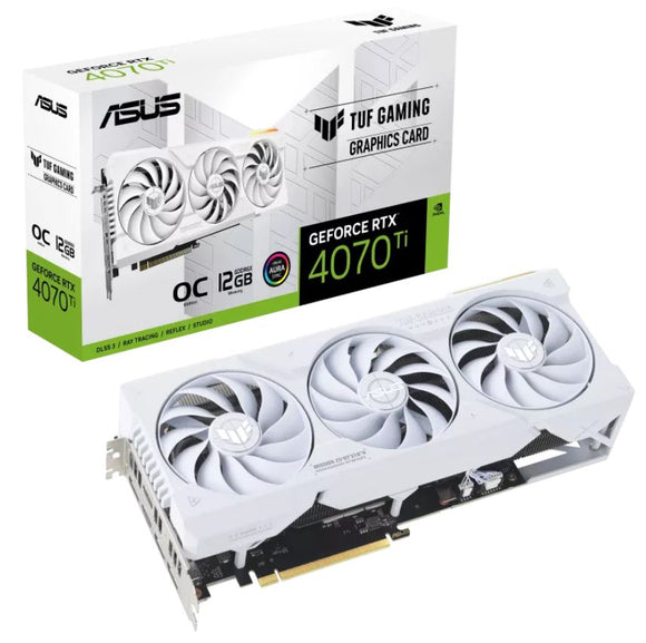 ASUS nVidia GeForce TUF-RTX4070TI-O12G-WHITE-GAMING RTX4070Ti 12GB GDDR6X White OC Edition, 2730 MHz Boost Clock, RAM21Gbps, 3xDP, 2xHDMI, 305x138x65