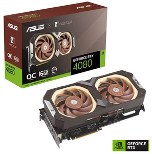 ASUS nVidia GeForce RTX4080-O16G-NOCTUA 16GB GDDR6X Noctua OC Edition,  2595 MHz Boost Clock, RAM 22.4 Gbps, HDMI x2, DP x3