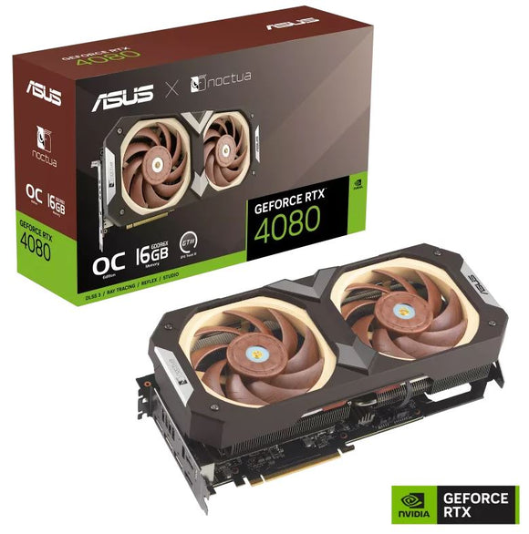 ASUS nVidia GeForce RTX4080-O16G-NOCTUA 16GB GDDR6X Noctua OC Edition,  2595 MHz Boost Clock, RAM 22.4 Gbps, HDMI x2, DP x3