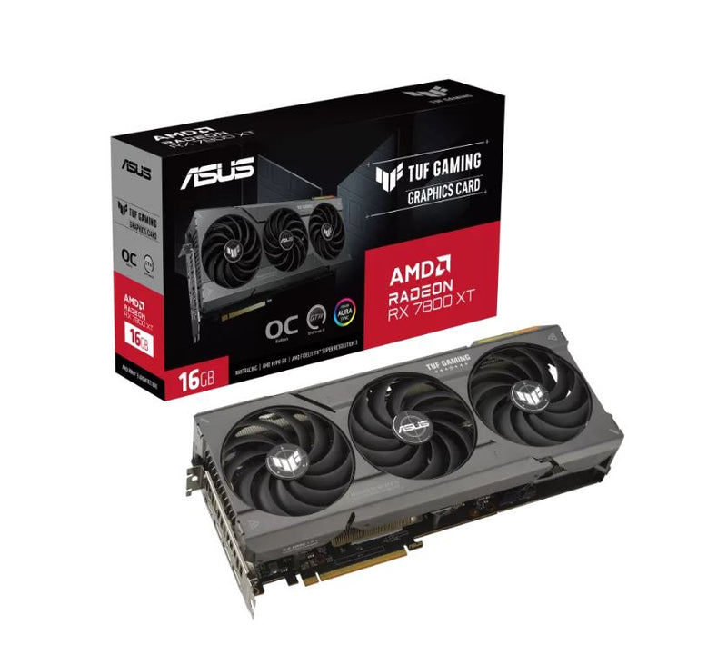 ASUS AMD Radeon TUF-RX7800XT-O16G-GAMING RX7800 XT OC Edition 16GB GDDR6, 2520 MHz Boost Clock, RMA 19.5 Gbps, 3xDP, 1xHDMI, 319.8x150.9x59.2mm