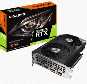 Gigabyte GeForce RTX™ 3060 WINDFORCE OC 12G 1.0 GDDR6 Video Card, 1792 MHz PCI-E 4.0, 1x HDMI 2.1 *2 (rev. 2.0)