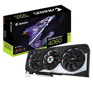 Gigabyte nVidia GeForce RTX 4060 AORUS ELITE 8G GDDR6 Video Card, PCI-E 4.0, 2640 MHz Core Clock, 2x DP 1.4a, 2x HDMI 2.1a