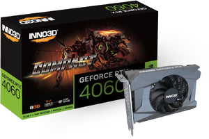 INNO3D nVidia GeForce RTX 4060 COMPACT 8G GDDR6, 2460MHz Boost Clock, RAM17Gbps, 3xDP, HDMIx1, 155x122x39mm (4060)